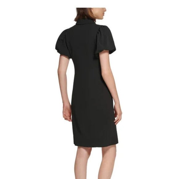 NEW CALVIN KLEIN Elegant Black SHIRT DRESS PUFF SLEEVE size 6 - Picture 7 of 8